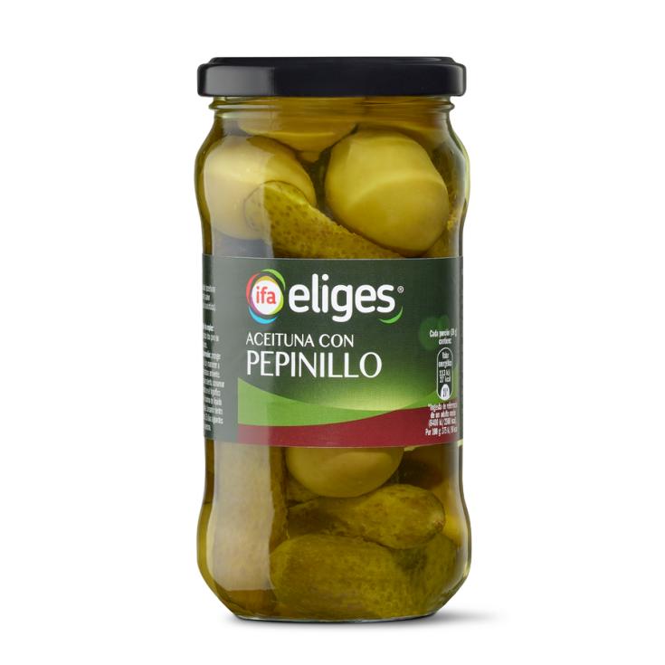 ACEITUNA GORDAL C/PEPINILLO CRISTAL IFA ELIGES 180G ESCURR