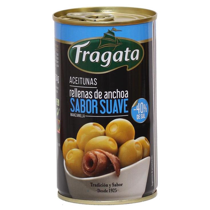 ACEITUNA VERDE RELLENA ANCHOA -40% SAL FRAGATA 150G ESCURR