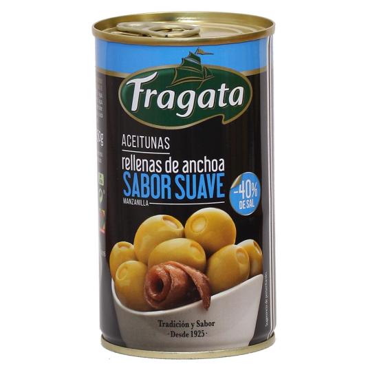 ACEITUNA VERDE RELLENA ANCHOA -40% SAL FRAGATA 150G ESCURR
