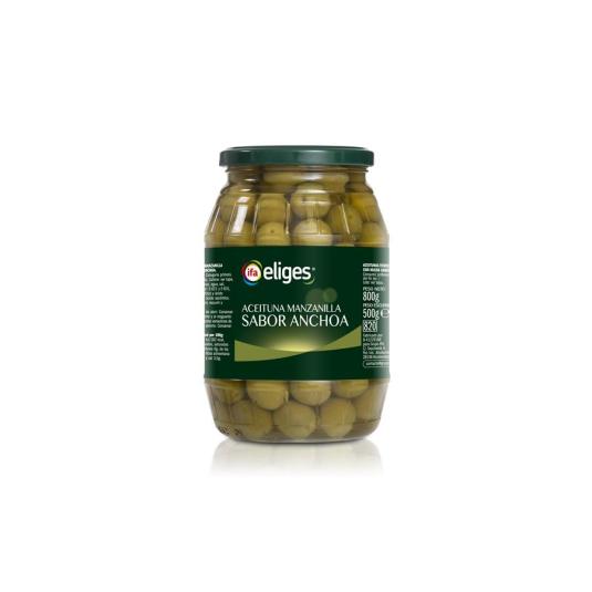 ACEITUNA MANZANILLA RELLENAS ANCHOA BARRIL IFA ELIGES 500G ESCURR