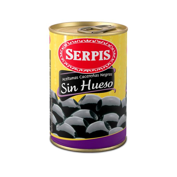 ACEITUNA NEGRA S/HUESO LATA SERPIS 130G