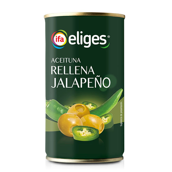 ACEITUNA MANZANILLA R/JALAPEÑO IFA ELIGES 150G ESCURR