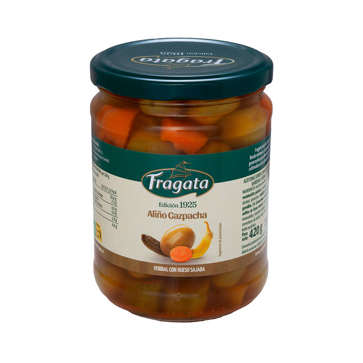 ACEITUNAS GAZPACHAS VERDIAL CRISTAL FRAGATA 250G ESCURR