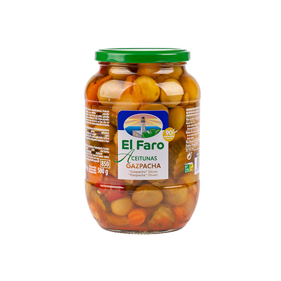 Aceitunas gazpachas cristal El Faro 500g escurr