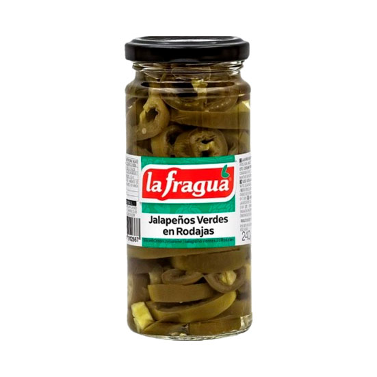 Jalapeños verdes rodajas cristal La fragua 130g escurr