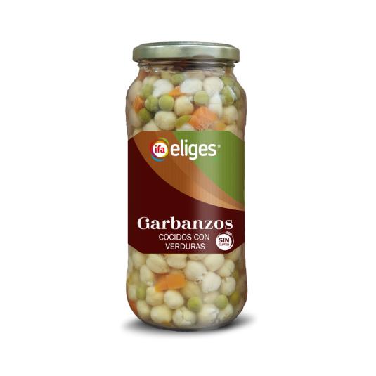 GARBANZO COCIDO C/VERDURA CRISTAL IFA ELIGES 400G ESCURR