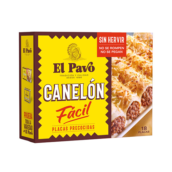 CANELONES PRECOCIDOS PLACAS EL PAVO P18 125G