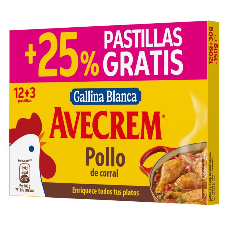 PASTILLA CALDO POLLO AVECREM 12U