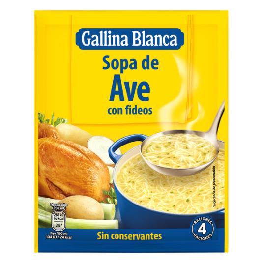 SOPA SOBRE AVE C/FIDEOS GALLINA BLANCA 85G