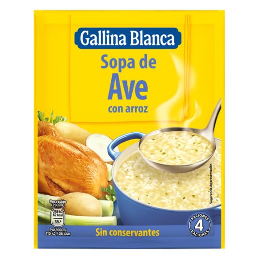 SOPA SOBRE AVE C/ARROZ GALLINA BLANCA 85G