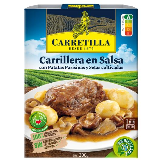CARRILERA EN SALSA C/ PATATAS PARISINAS, SETAS Y ACEITE DE OLIVA CARRETILLA 300G