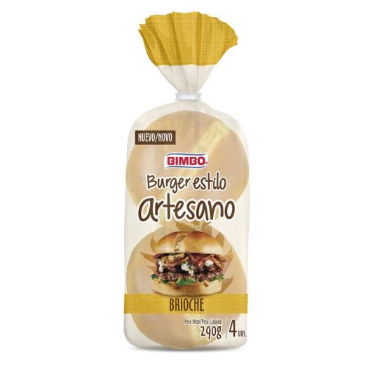 PAN DE HAMBURGUESA ARTESANO BRIOCHE BIMBO P4 240G