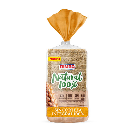 PAN DE MOLDE INTEGRAL S/CORTEZA 100% NATURAL BIMBO 450G