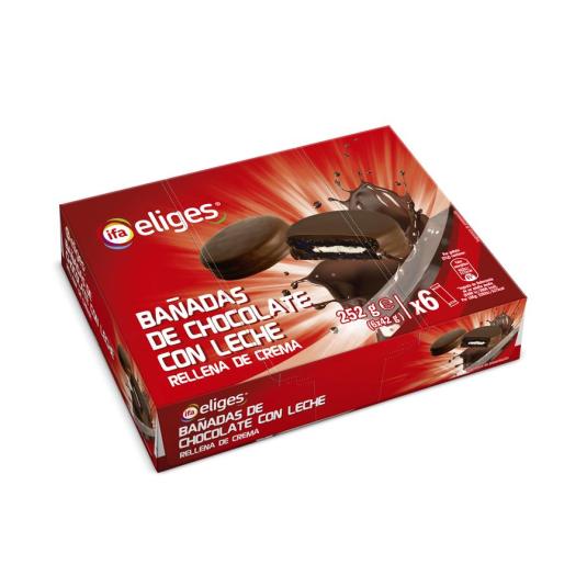 GALLETA BAÑADA CHOCO RELLENA DE CREMA IFA ELIGES 252G