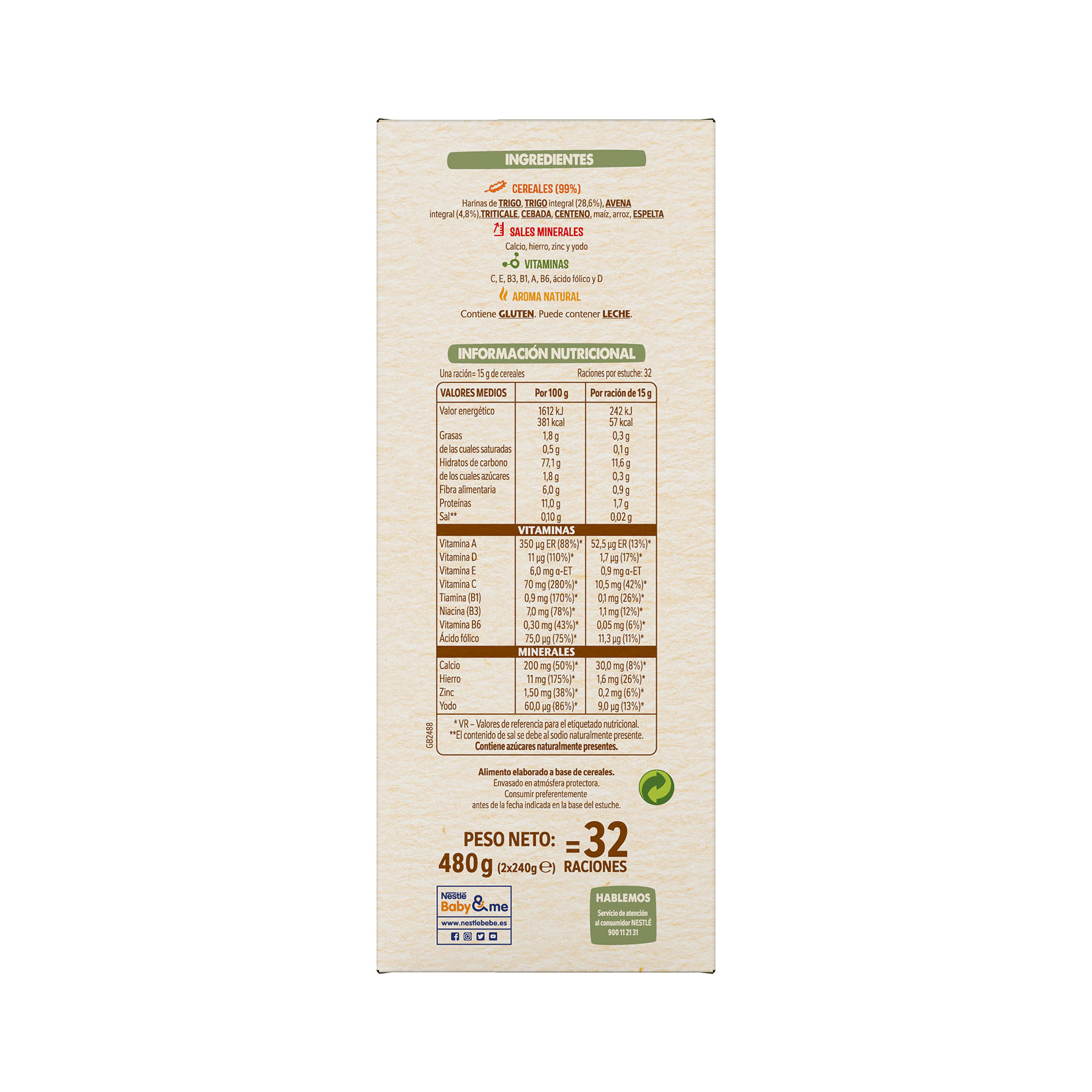 Preparado papilla 8 cereales Nestle 480g