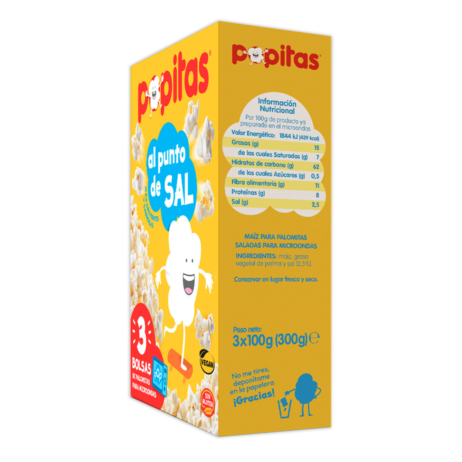 PALOMITAS MICROONDAS AL PUNTO DE SAL POPITAS P3 100G/U