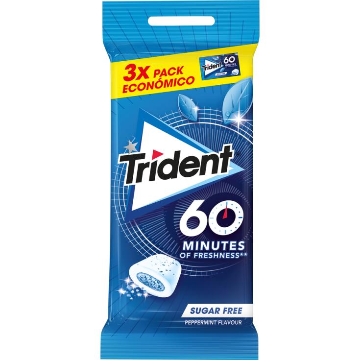 CHICLE MENTA GRAGEA 60 MINUTOS TRIDENT P3 20G/U