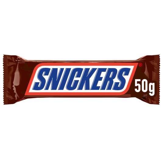 BARRITA CHOCOLATE C/CACAHUETES Y CARAMELO SNICKERS 50G
