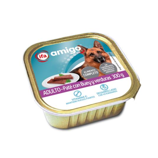 COMIDA PERRO PATÉ BUEY/VERDURA TARRINA IFA AMIGO 300G