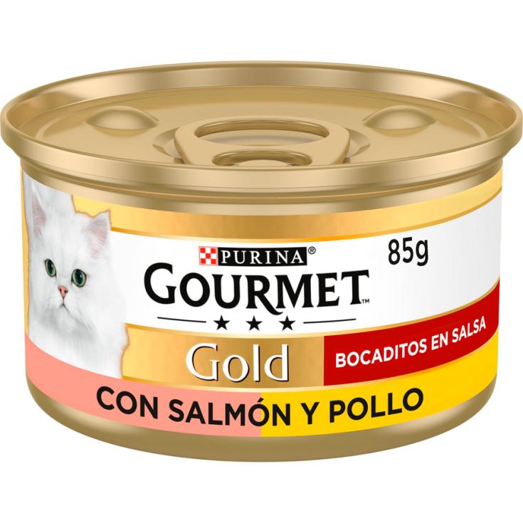 COMIDA HÚMEDA GATO SALMÓN GOLD LATA PURINA GOURMET 85G