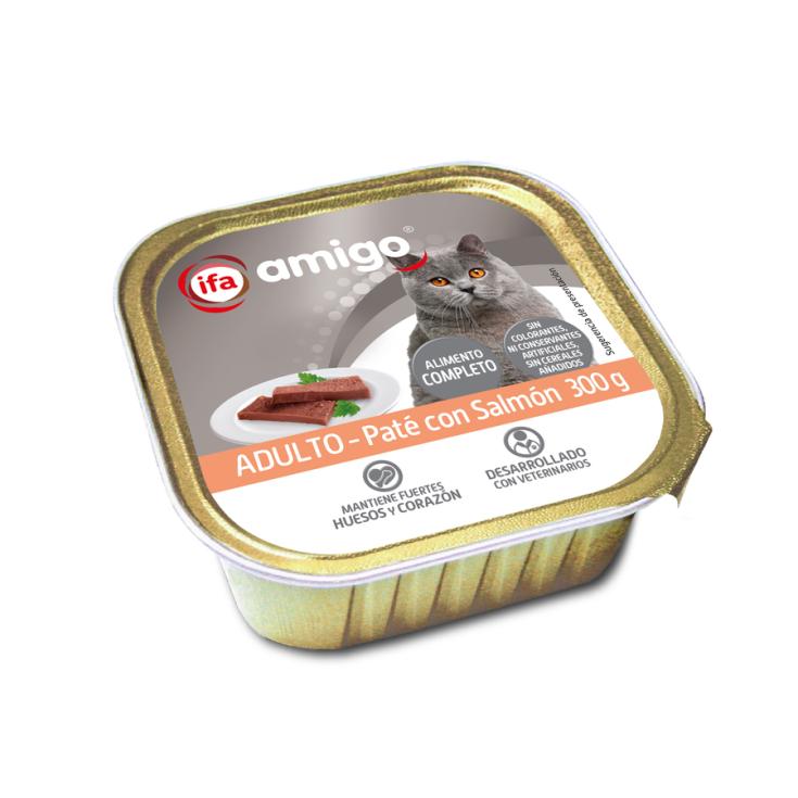 COMIDA HÚMEDA GATO PATÉ SALMÓN TARRINA IFA AMIGO 300G