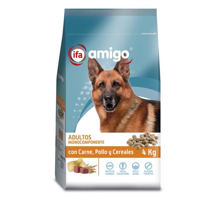 COMIDA SECA  PERRO CARNE/POLLO/CEREAL ADULTO IFA AMIGO 4KG