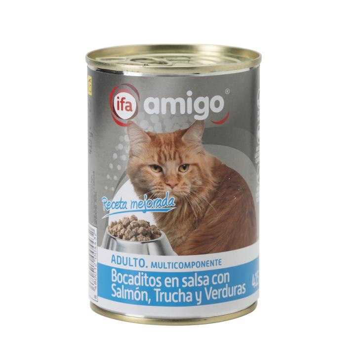 COMIDA HÚMEDA GATO BOCADITOS SALMÓN LATA IFA AMIGO 415G