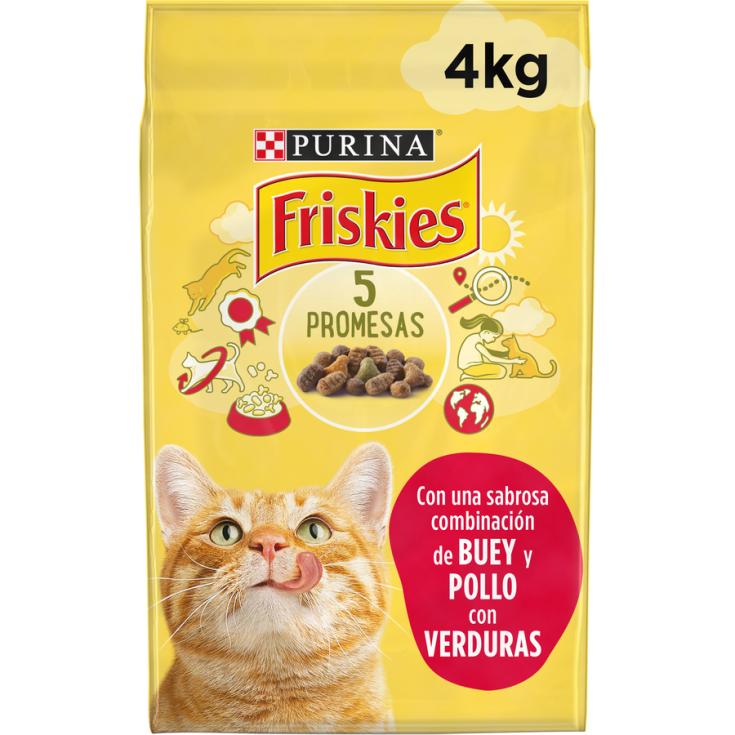 COMIDA GATO SECO BUEY/POLLO/VERDURA ADULTO FRISKIES 4KG