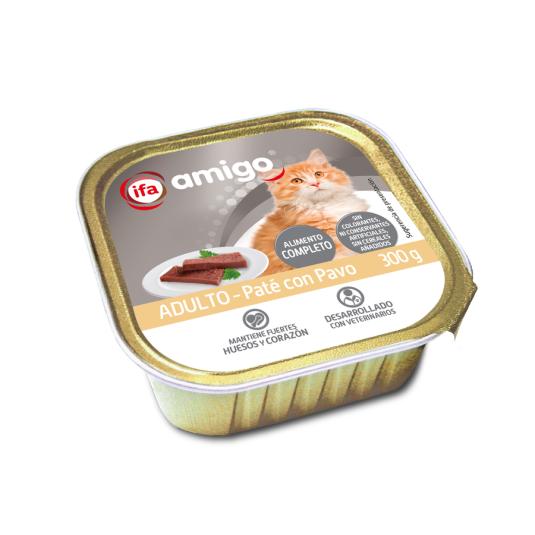 COMIDA GATO HÚMEDO PATÉ DE PAVO TARRINA IFA AMIGO 300G