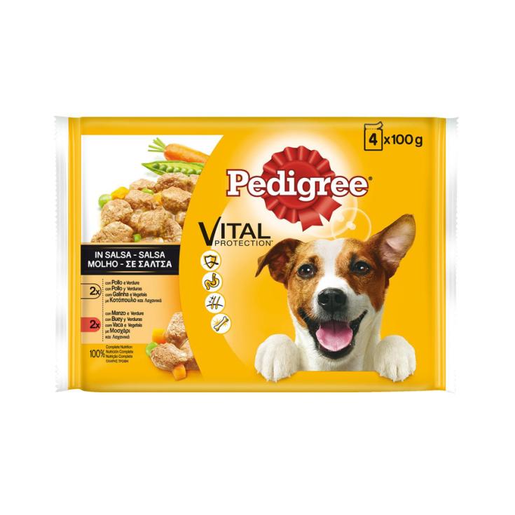 COMIDA HÚMEDA PERRO SALSA POLLO/BUEY/VERD PEDIGREE P4 100G/U