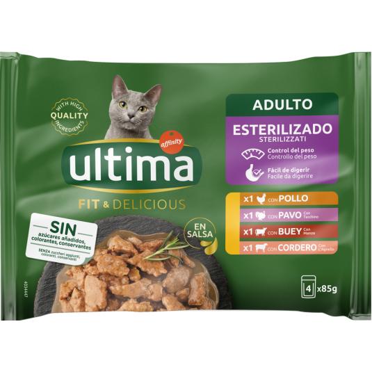 COMIDA HÚMEDA GATO FIT&DELICIUS CARNES ULTIMA AFFINITY P4 85G/U