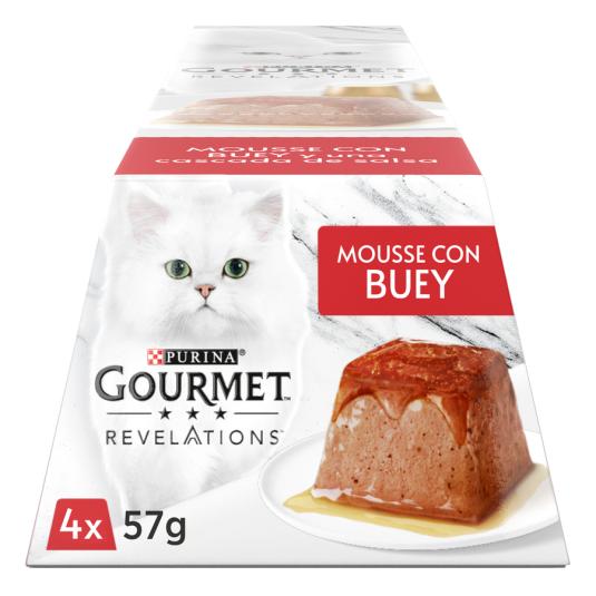 COMIDA HÚMEDA GATO BUEY MOUSSE GOURMET REVELATION P4 57G/U