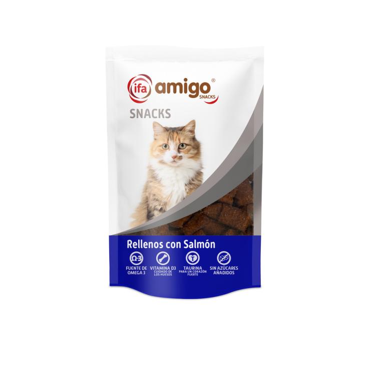 SNACKS GATO RELLENO C/SALMON IFA AMIGO 70G