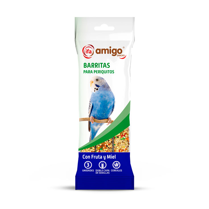 BARRITA PERIQUITOS FRUTA Y MIEL IFA AMIGO 3U 60G/U