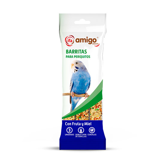 BARRITA PERIQUITOS FRUTA Y MIEL IFA AMIGO 3U 60G/U