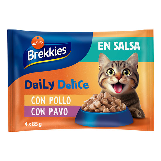 COMIDA GATO HÚMEDO POLLO/PAVO SOBRES BREKKIES P4 85G/U