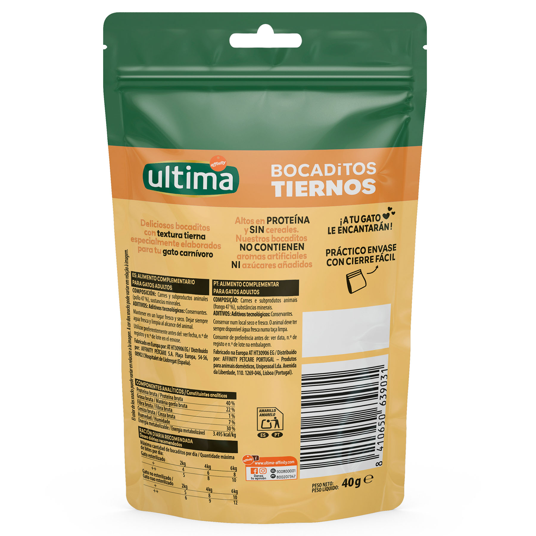 Snack gato bocadito tierno pollo Ultima 40g