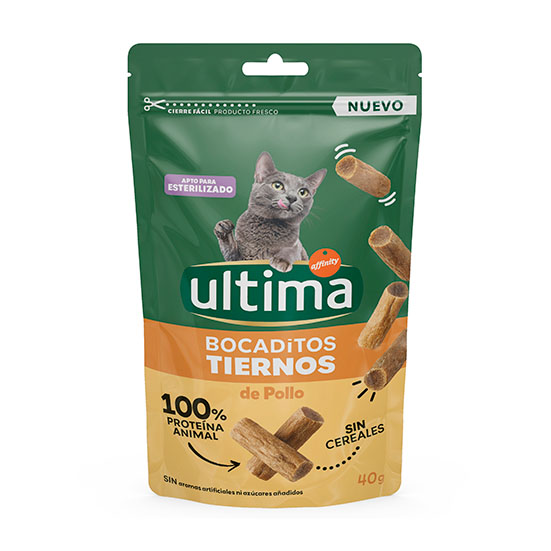 Snack gato bocadito tierno pollo Ultima 40g