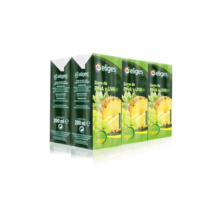 ZUMO CONCENTRADO PIÑA/UVA/MANZ IFA ELIGES P6 200ML/U