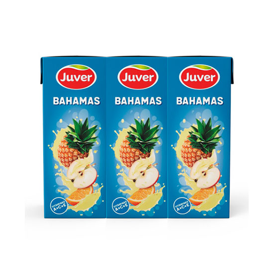 BEBIDA RESFRESC ZUMO PIÑA/MANZ/NARANJ BAHAMAS JUVER P3 200ML/U