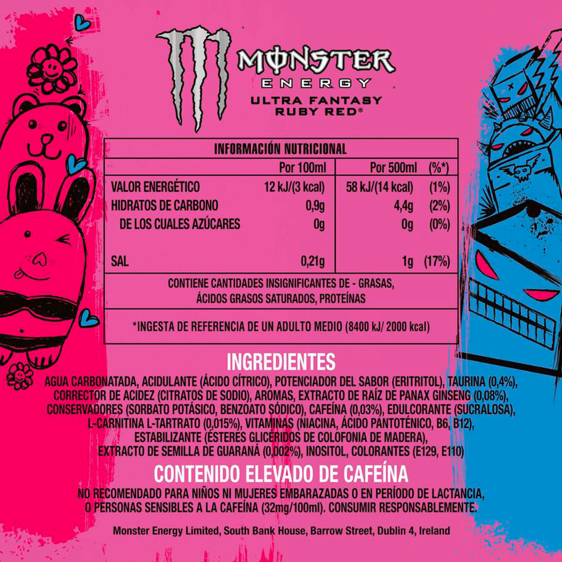 BEBIDA ENERGÉTICA ULTRA FANTASY RUBY RED MONSTER 500ML