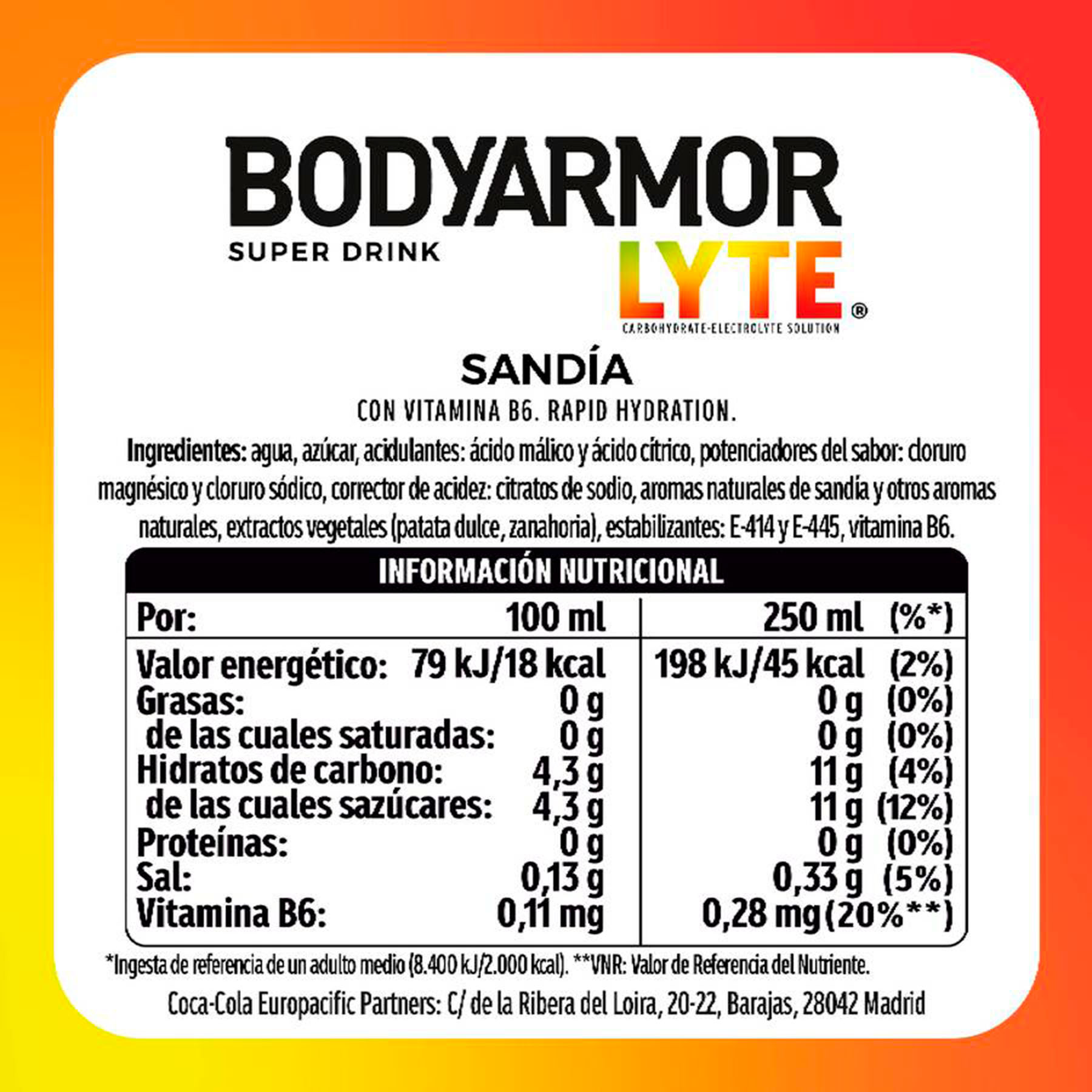 BEBIDA ISOTÓNICA WATERMELON BODY ARMOR 575ML