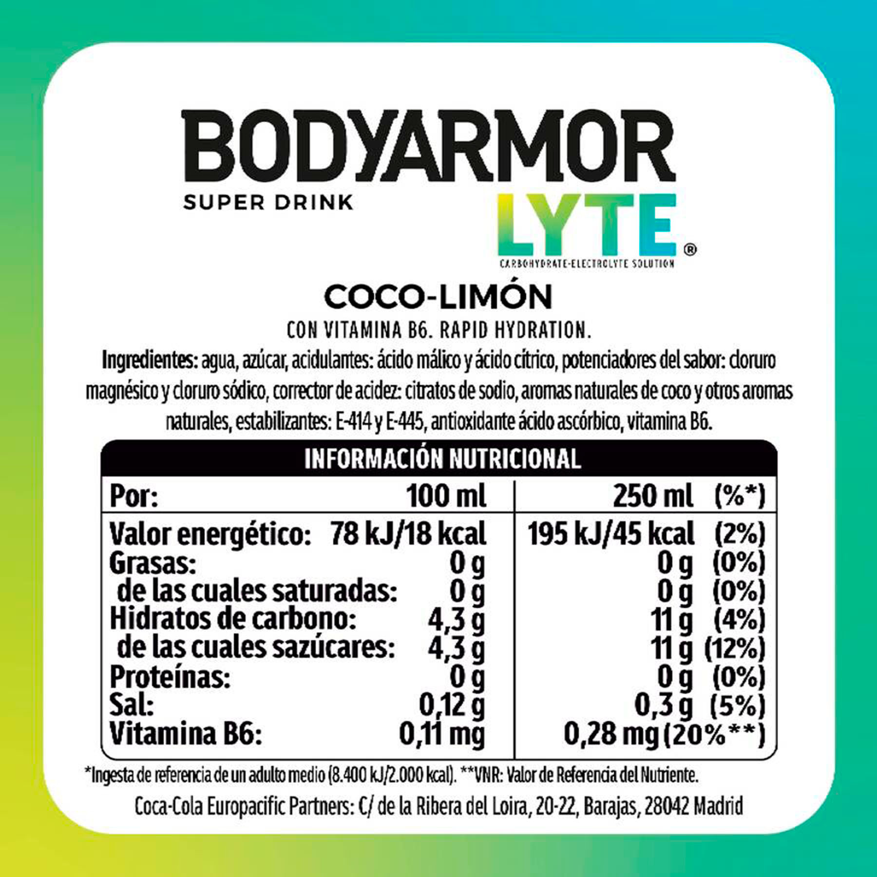 BEBIDA ISOTÓNICA COCONOUT LEMON BODY ARMOR 575ML
