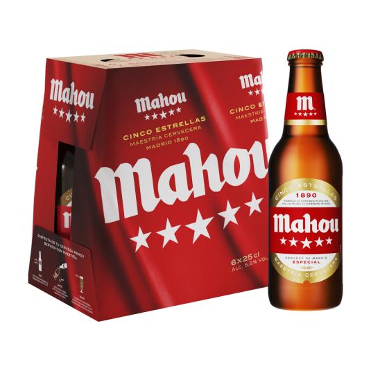 CERVEZA 5 ESTRELLAS  CRISTAL MAHOU P6 25 CL/U