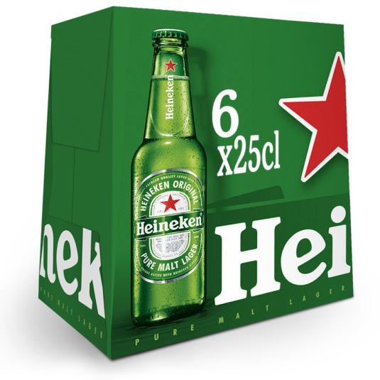 CERVEZA RUBIA CRISTAL HEINEKEN P6 250ML/U