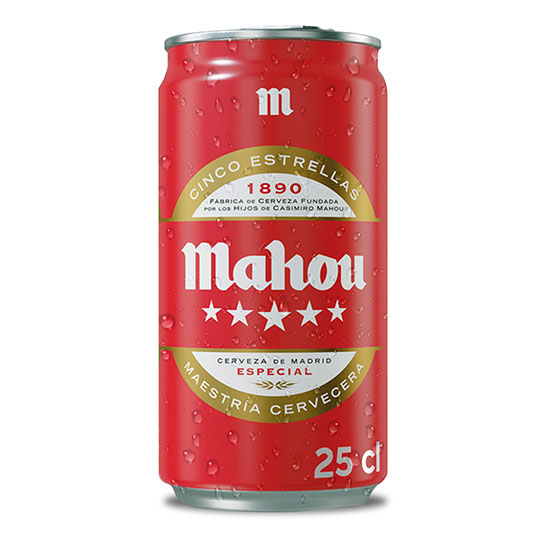 CERVEZA RUBIA 5 ESTRELLAS LATA MAHOU 250ML