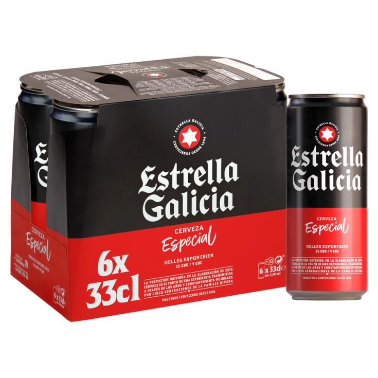 CERVEZA ESPECIAL LATA ESTRELLA GALICIA P6 330ML/U