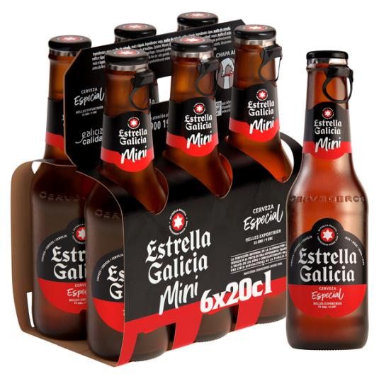 CERVEZA RUBIA CRISTAL ESTRELLA GALICIA P6 200ML/U