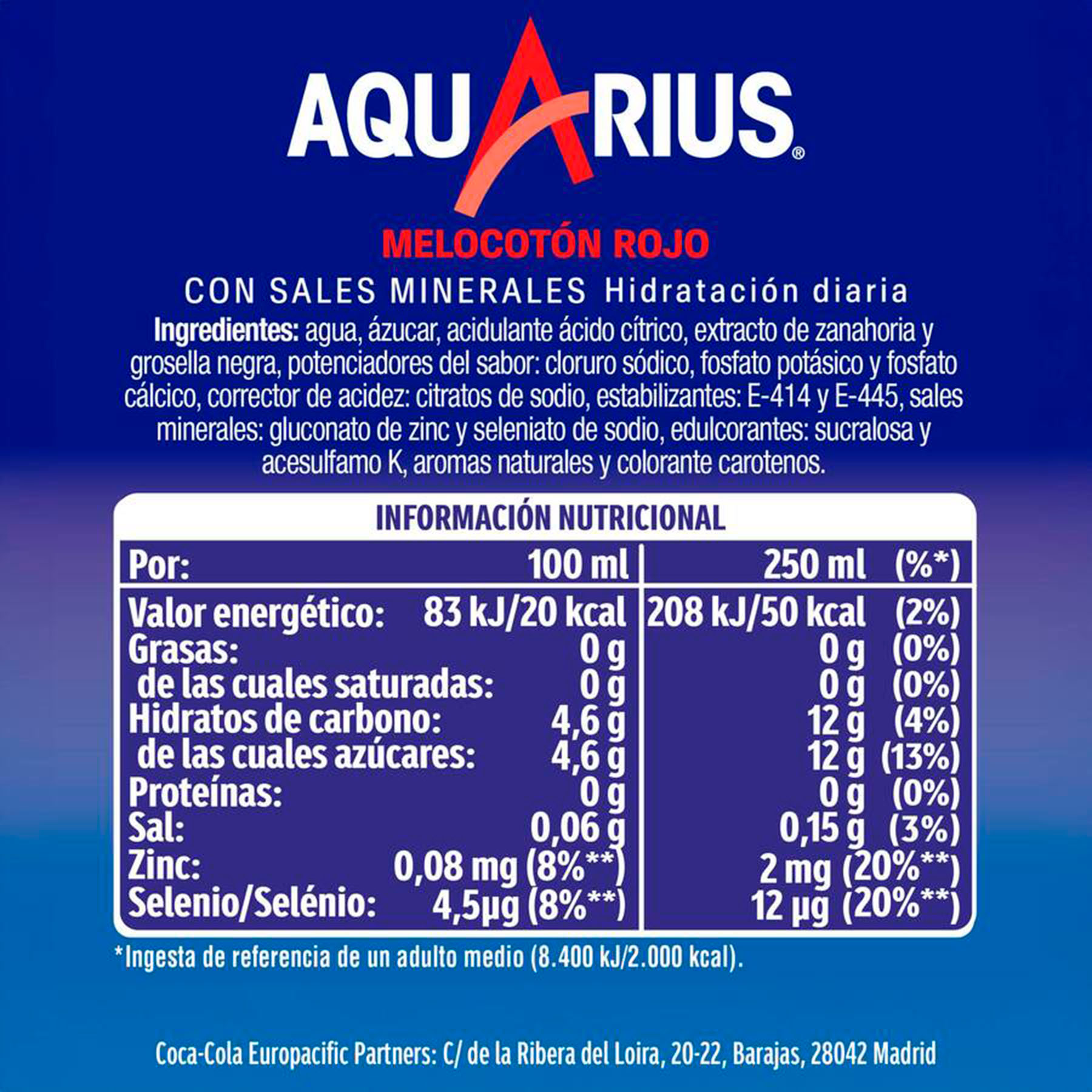 BEBIDA ISOTÓNICA MELOCOTÓN PET AQUARIUS 500ML