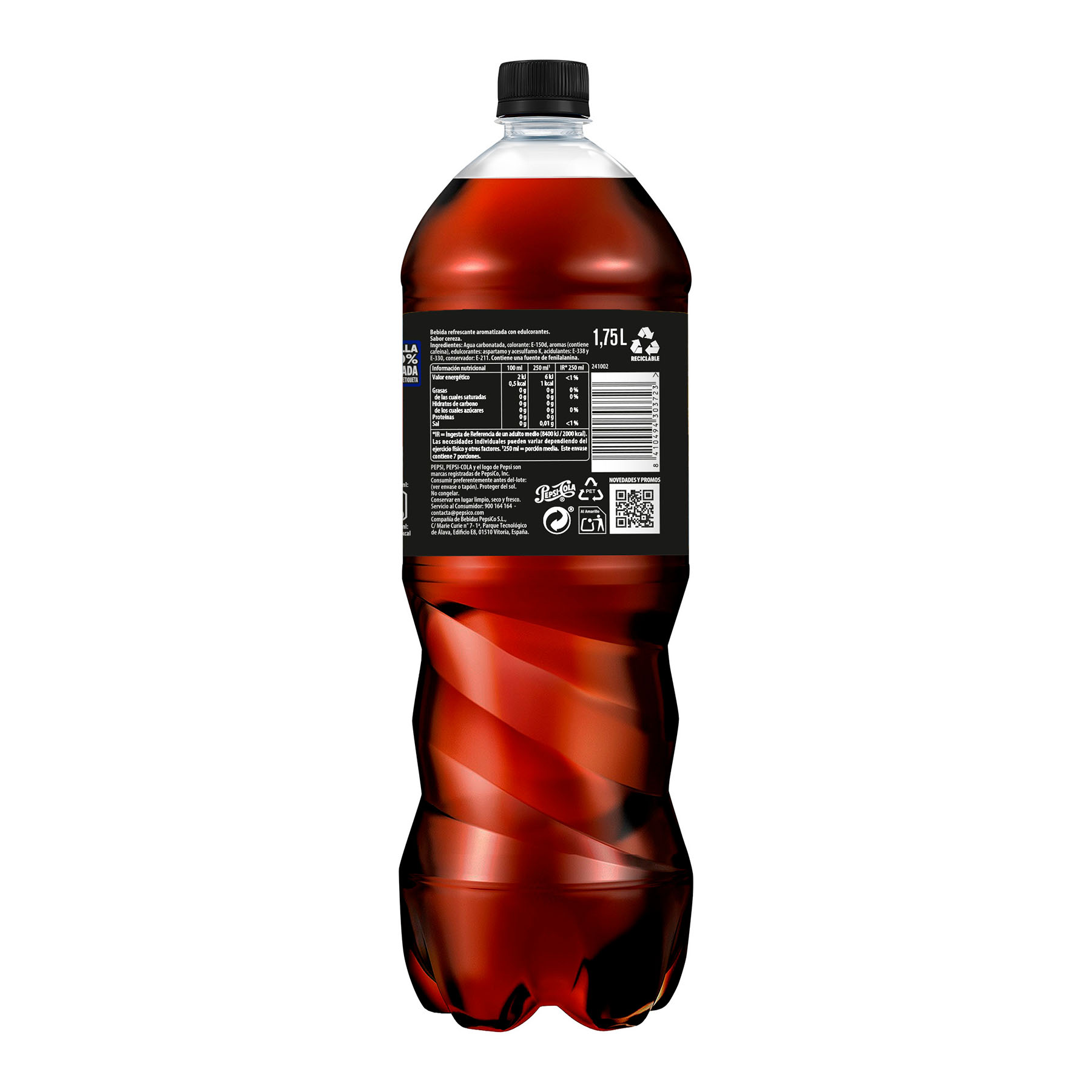 Refresco cola cherry s/azucar Pepsi 1.75l